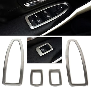 

beler 4Pcs Stainless Steel Car Interior Door Window Switch Lift Panel Trim Cover For BMW 3 Series F30 320i 328i 2013 2014 2015
