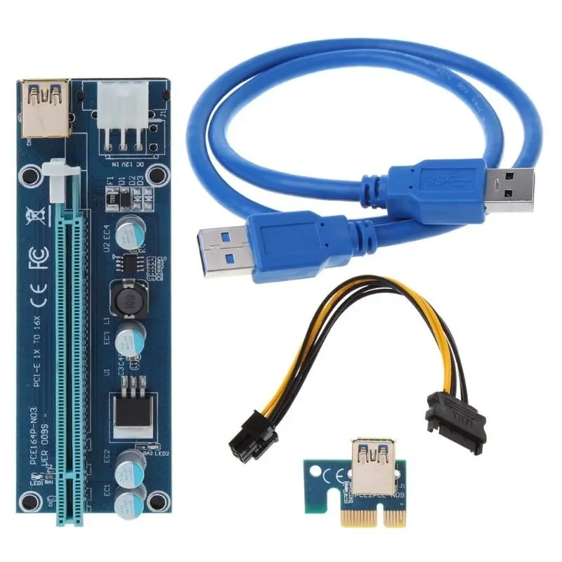 AAAJ-Ver009S Pci Express 6 Pin для Sata 1X 16X Usb 3,0 удлинитель адаптер Led Btc Mining