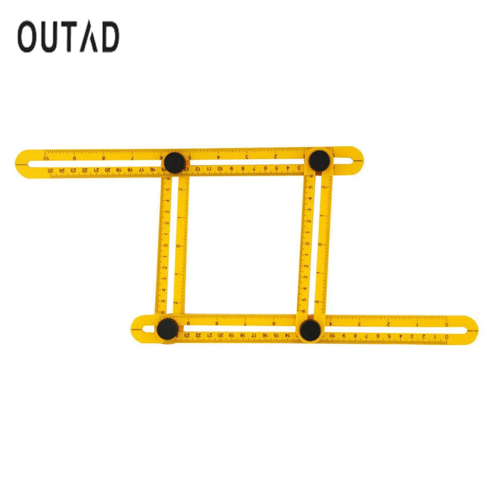 

Four Folding Plastic Ruler Metric Scale Practical Measuring Angle Ruler with Durablity and Flexibility