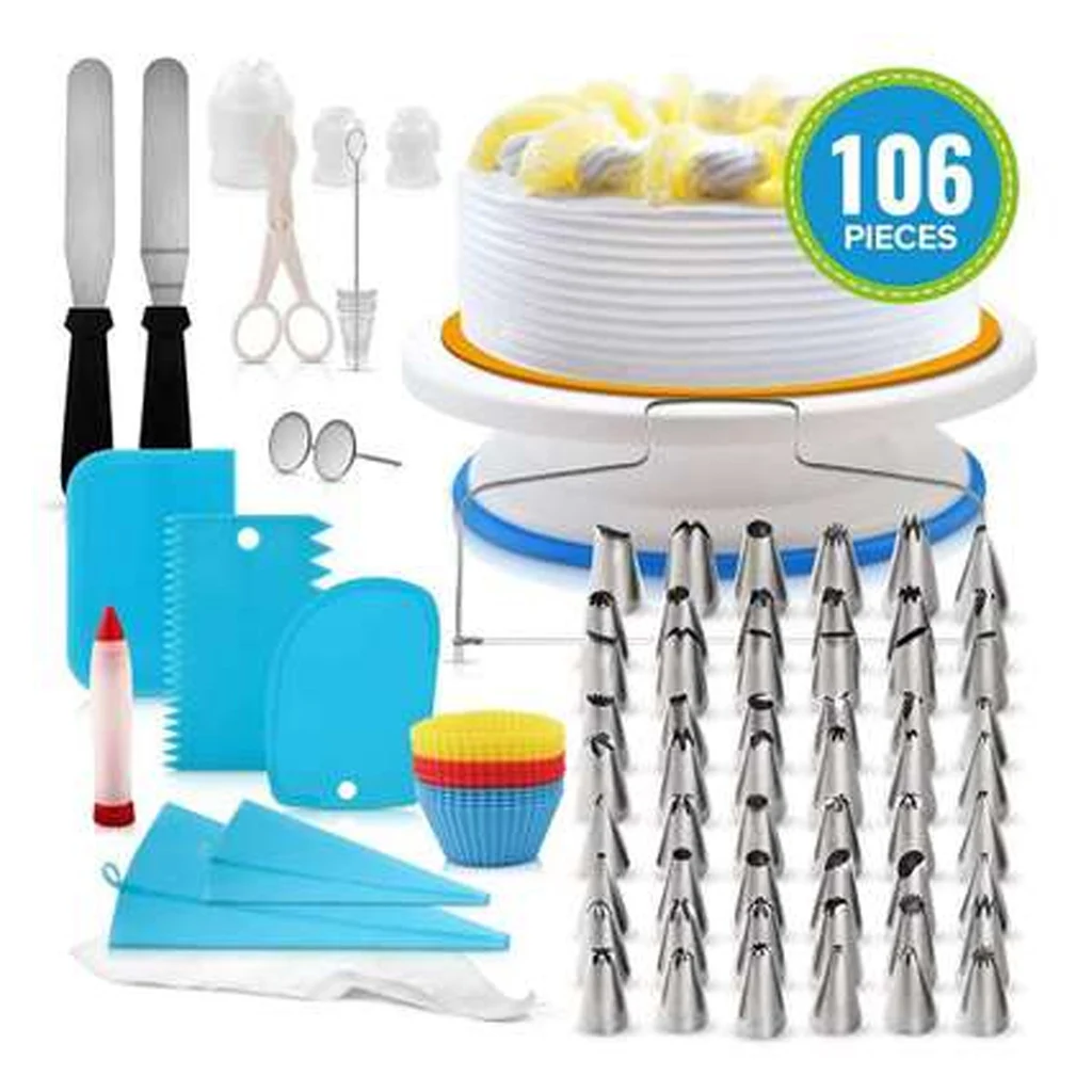 

Bakeware Accessories Cake Decorating Kit Cake Turntable Set Pastry Tube Fondant Tool Kitchen Dessert Baking Pastry Supplies