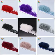 1meter 32 colors Natural ostrich feather Trimming height 8-10cm feathers ribbon for DIY wedding party dresss decoration craft