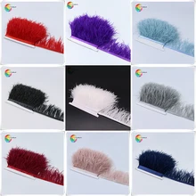 1meter 32 colors Natural ostrich feather Trimming height 8 10cm feathers ribbon for DIY wedding party