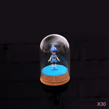 

30x Mini Clear Glass Hemisphere Cover Dome Cabochon with Cork Table Decor Craft