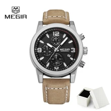 Relogio Masculino Мода Мужская Squartz Смотреть Megir Роскошные Мужчины часы Хронограф Водонепроницаемый Календарь Наручные Мужские Часы
