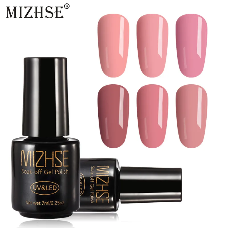 

MIZHSE Gel polish 7ML Pink Color Gel Polish Led UV Soak off Nail Gel Varnish Lacquer UV Gel Nail Art Design Nail Primer