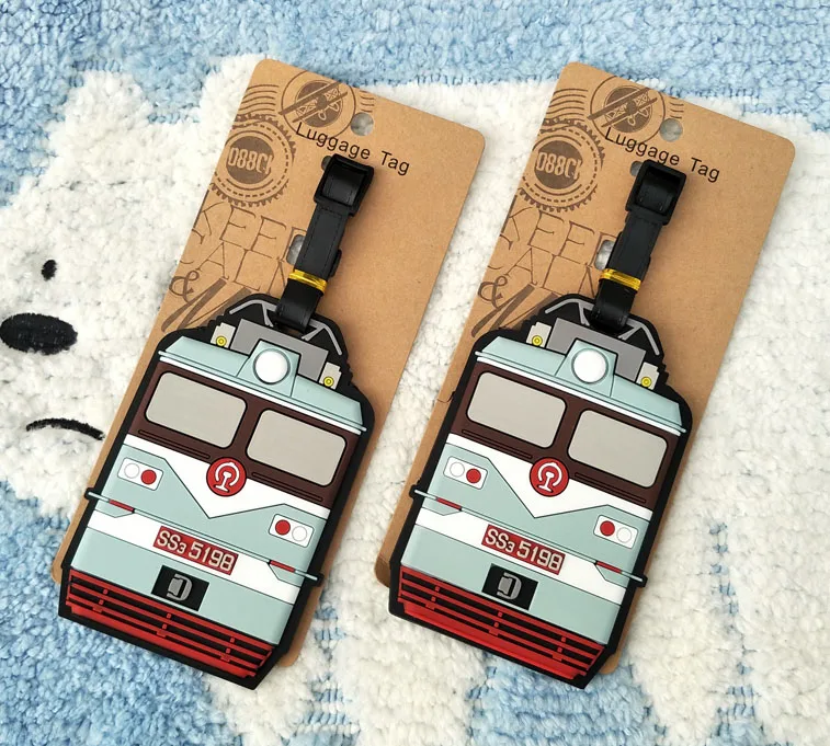

Old Train Anime Luggage Tag PVC Pendants Portable Travel Label Suitcase ID Address Baggage Holder tags NEW Gifts Unisex