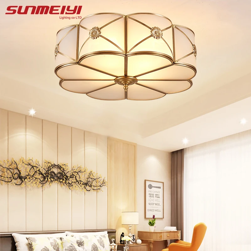 

Modern LED Ceiling Lights Foyer Copper lamparas de techo vintage E27 Lamp Ceiling For Living room Bedroom Home Lighting