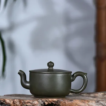 

Dark-red Enameled Pottery Teapot Famous Full Manual Raw Ore Azure Mud Bowl Rhyme Kungfu Online Teapot Tea Set 150 Milliliter
