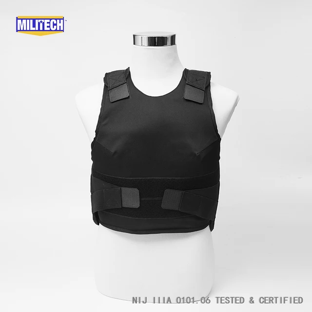 $194.00 Militech Black Female NIJ IIIA 3A 0101.06 & NIJ 0101.07 HG2 Concealable Aramid Bulletproof Vest Covert Ballistic Body Armor Vest