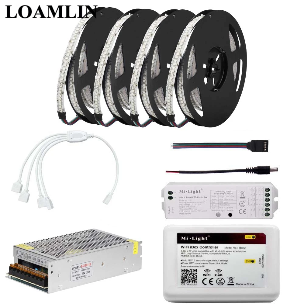 

2835SMD 234Leds/m RGB Led Strip Light With Milight 2.4G WIFI IBOX LS2 RGB Led Controller DC12V Power Supply Kit 5M 10M 15M 20M