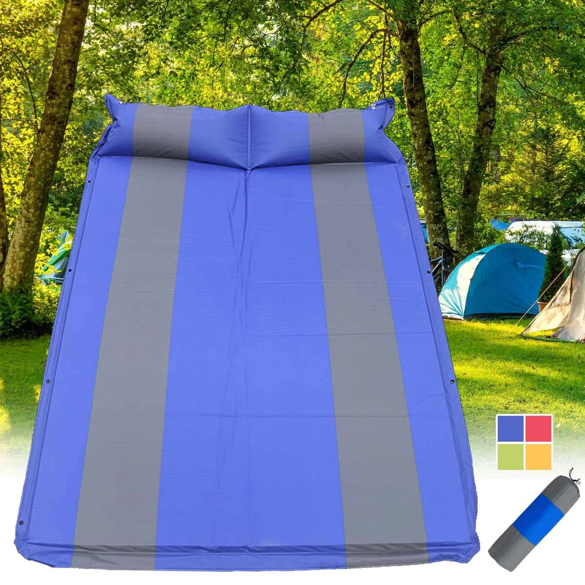 

Outdoor Inflatable Camping Mat with Pillow Self-Inflating Tent Mat Joinable Sleeping Pad Double 2 Person Cushion Bed Mattress