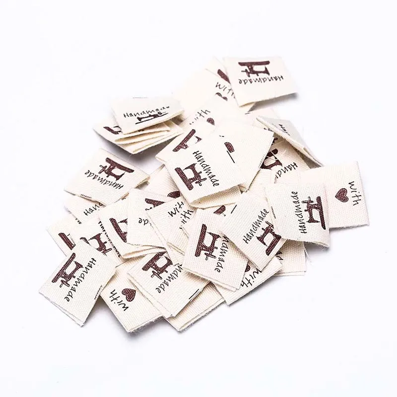 

50pcs DIY Flag Labels For Garment Sewing Accessories Washable Cotton Clothing Labels Handmade Embossed Tags