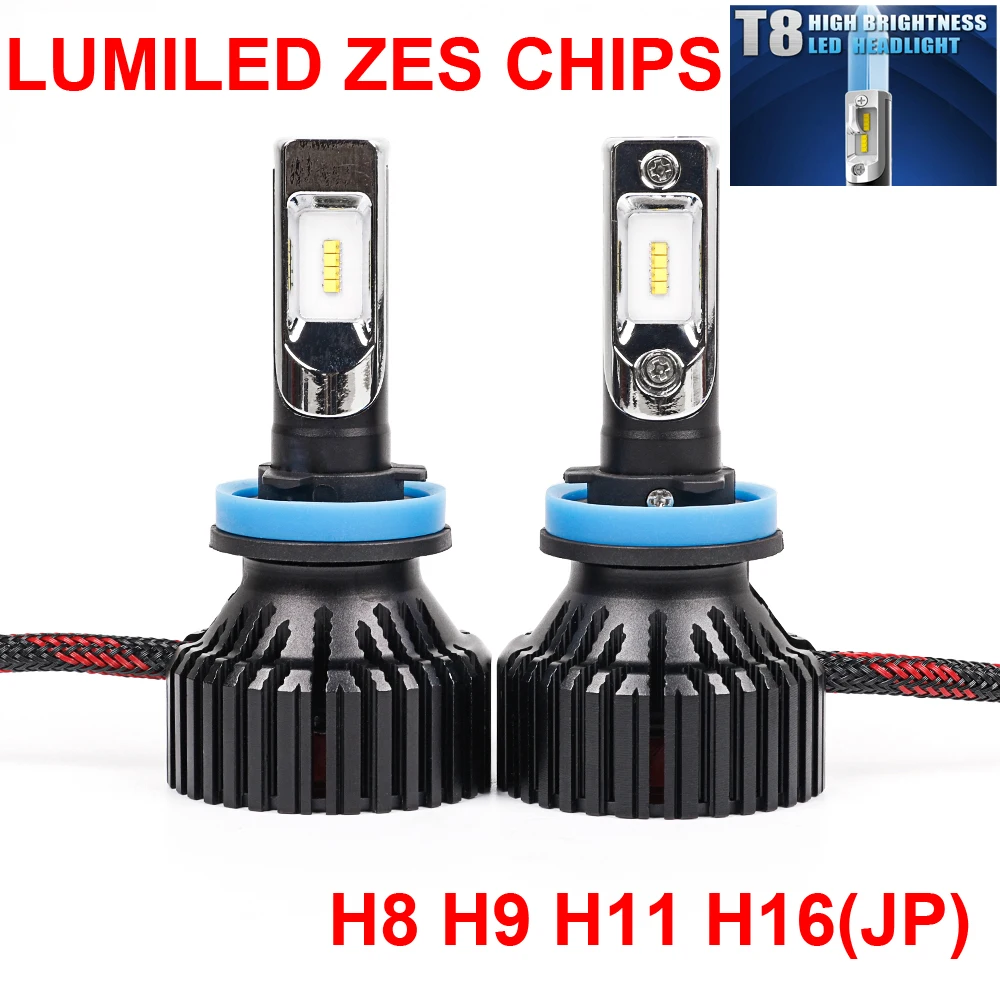 1 компл. H4 H7 H8 H9 H11 9005 9006 60 Вт 8000LM T8 светодиодные фары lumiled зэс чипы вентилятор Чистый белый 6500 К все-в-одном 12/24 В авто лампы