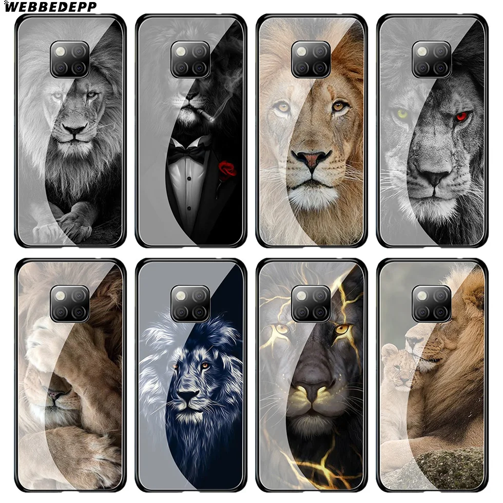 Чехол WEBBEDEPP Lion Alpha Male Cub из закаленного стекла для Huawei Mate 20 P20 P10 P Smart 2019 2018 &amp Honor 10 9 8X