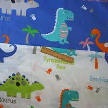 Мультфильм Белый темно-синие парк динозавров твил хлопок ткань детское постельное белье текстильной ткани для швейных ручной работы Лоскутная стежка