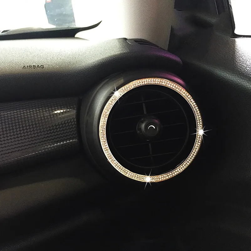 

2pcs Crystal Car Styling Air Conditioning Vent Outlet Ring Cover Sticker Diamond Decorative For Mini Cooper One F55 F56 JCW