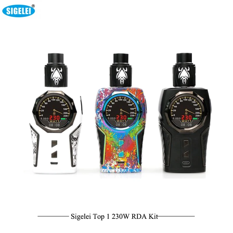 

Original Electronic Cigarettes Sigelei Top1 RDA Kit 230W Temperature control Box Mod E Cigarettes Support Ti/Ni/SS316 Coil Wire