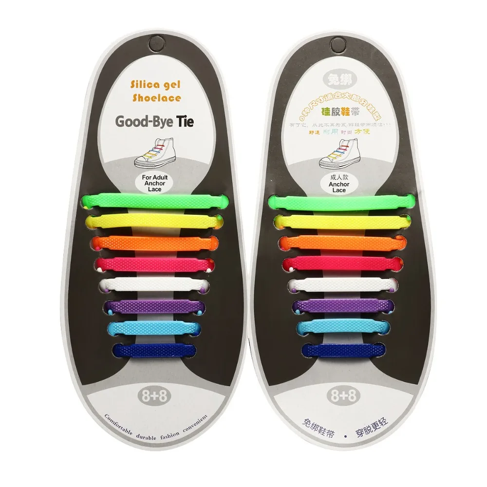 

16PCS/Bag Soft Silicon Lazy Shoelace Disposable Colorful Green Red 5 Color Soft Plastic Shoelace for Men Women Shoe Accessories
