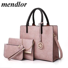 Новинка, набор женских сумок, 3 шт, кожаная сумка, женские большие сумки-тоут, женская сумка через плечо, сумка-мессенджер, кошелек, сумка