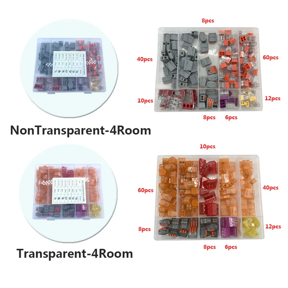 Wago Wire Connector 144PCS Box Combination Suit For 4 Room Mixed Universal Type Fast Wiring Lighting
