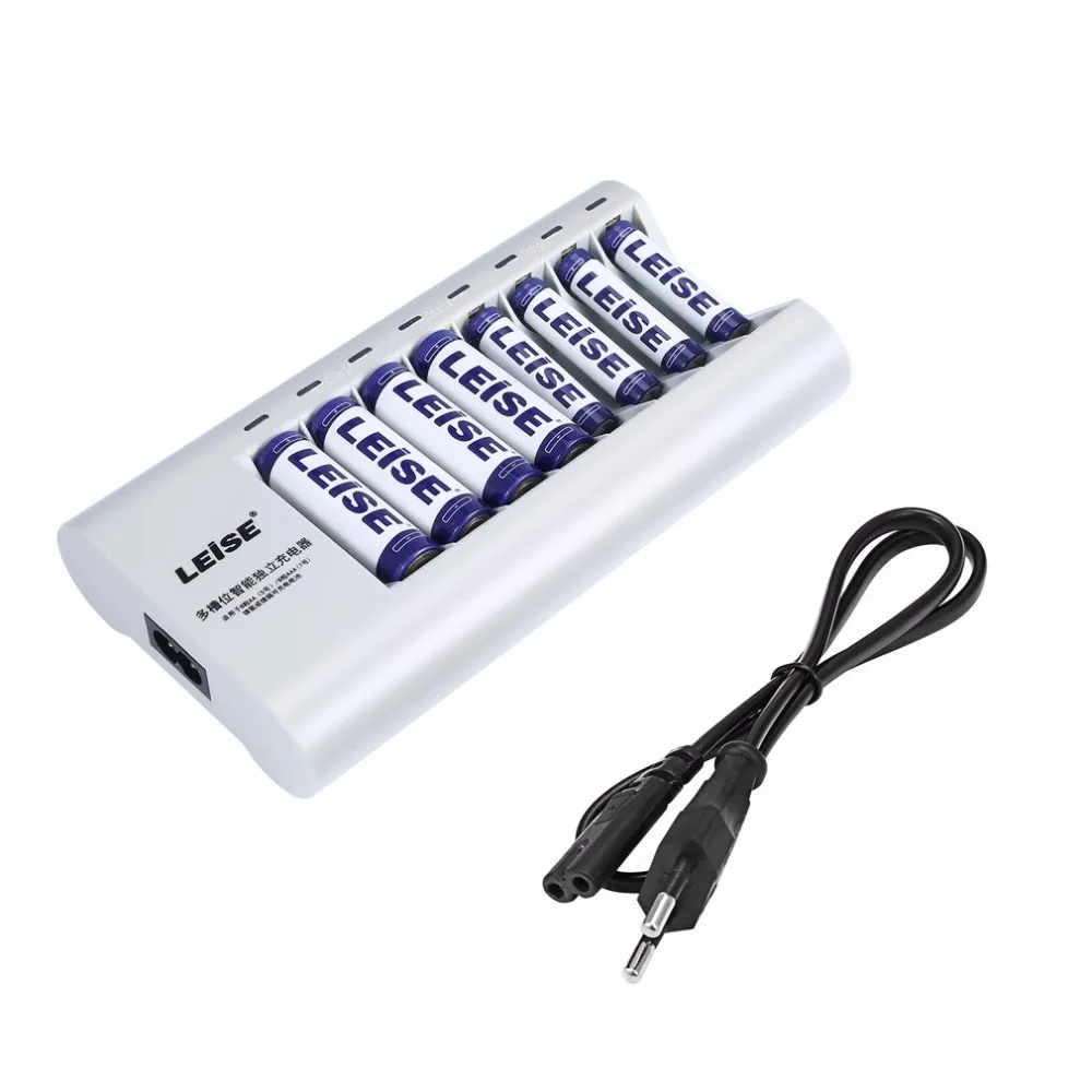 

LEISE-867 Fast Independent Charger Set Multi Slot Independent Charger + 4 X AA Battery + 4 X AAA Battery+ Power Line