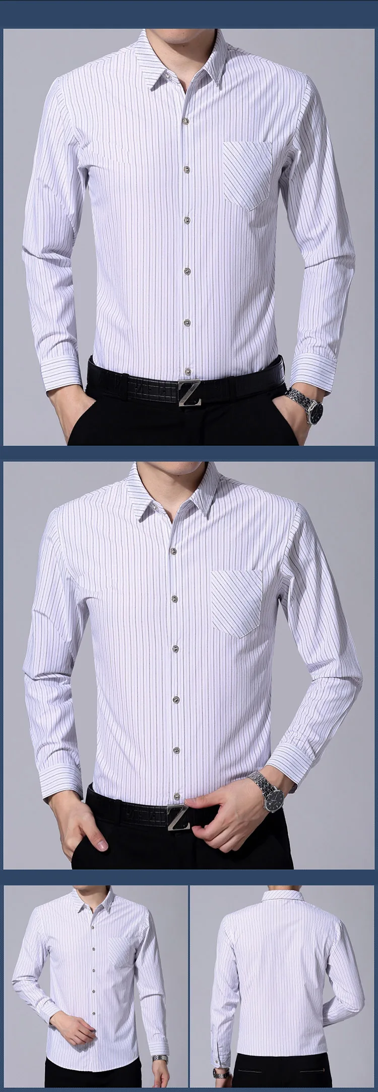 Демисезонный Для мужчин рубашки с длинным рукавом Camisa социальных Формальные Для мужчин s Мужская классическая рубашка мужской моды Slim Fit в