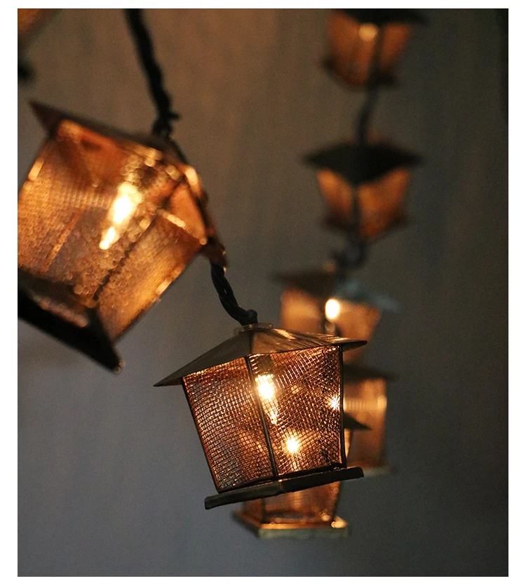 

3M Village Retro House Lanterns LED String Lights Outdoor Garland Gerlyand For Party Wedding