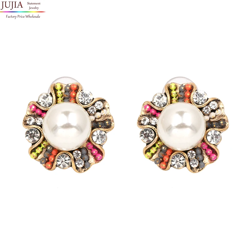 

JUJIA New earrings crystal earrings for women jewelry pendantes christmas simulated pearl earrings wholesale