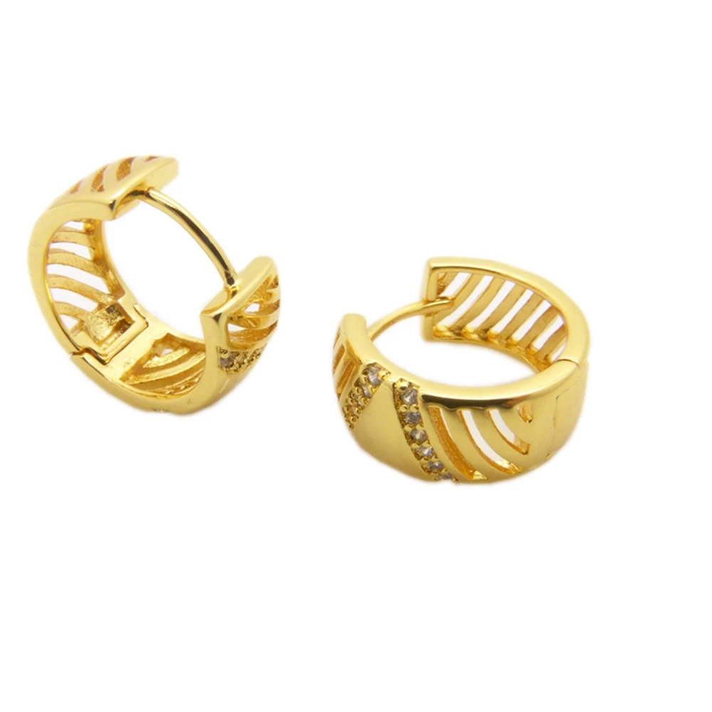 Womens Hollow Earrings Solid Yellow Gold Filled Huggie Hoop Earrings