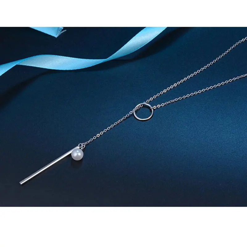 Anenjery, 925 пробы, серебряные ювелирные изделия, жемчужные круглые полосы, длинная цепочка, подвески и ожерелья для женщин, ожерелье, S-N49