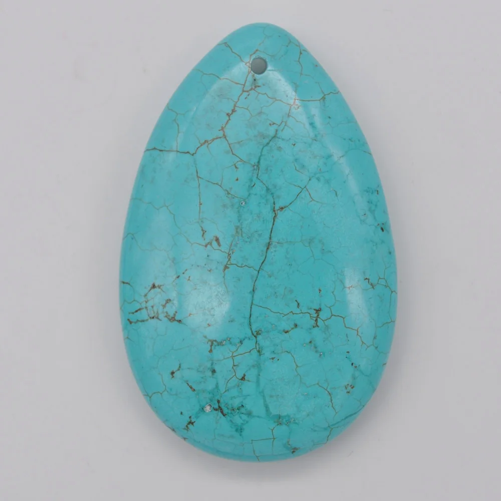 60x37MM Natural Blue Howlite Stone GEM Teardrop Pendant Jewelry For