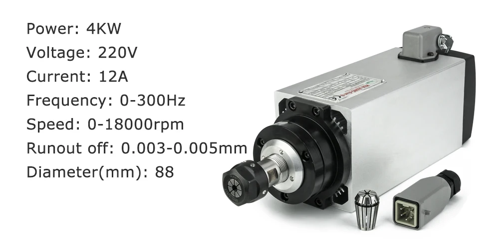 4 кВт Мотор шпинделя с воздушным охлаждением комплект с 4 подшипниками+ 220 В/4 кВт инвертор+ 13 шт. ER20 квадратный фрезерный станок комплект шпинделя