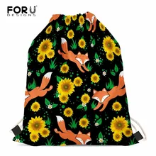FORUDESIGNS/подсолнечное масло с рисунком лисы для девочек с принтом «Drawstring рюкзак женская сумка на шнурке вечерние пользу девочки; Дети небольшие школьные рюкзаки