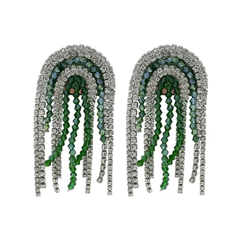 

Exaggerated artificial rhinestone tassel earrings female fashion temperament earrings personality new earrings earrings female