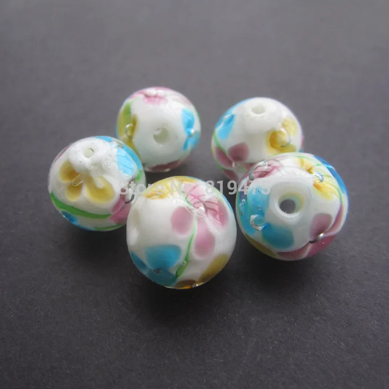 

20Pcs 10mm 12mm Handmade Glass lampwork beads Flower Beads White Color for jewelry making Wholesale and Retail