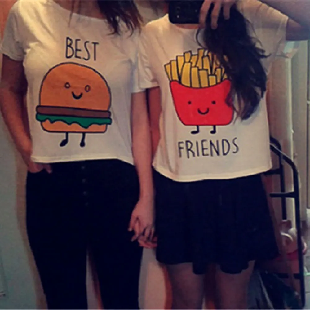 Лидер продаж 2018 хит летняя женская футболка забавная с надписью Best Friends принтом