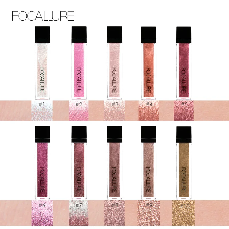 

Focallure Brand 10Pcs/Set Metallic Liquid Eyeshadow Glitter Liquid Shadows Long Lasting Waterproof Sparkling Eye Shadow Pen Kit