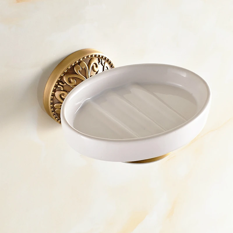 Antique Copper Brushed Soap Dish Soap Box Ceramic Plate European Bronze