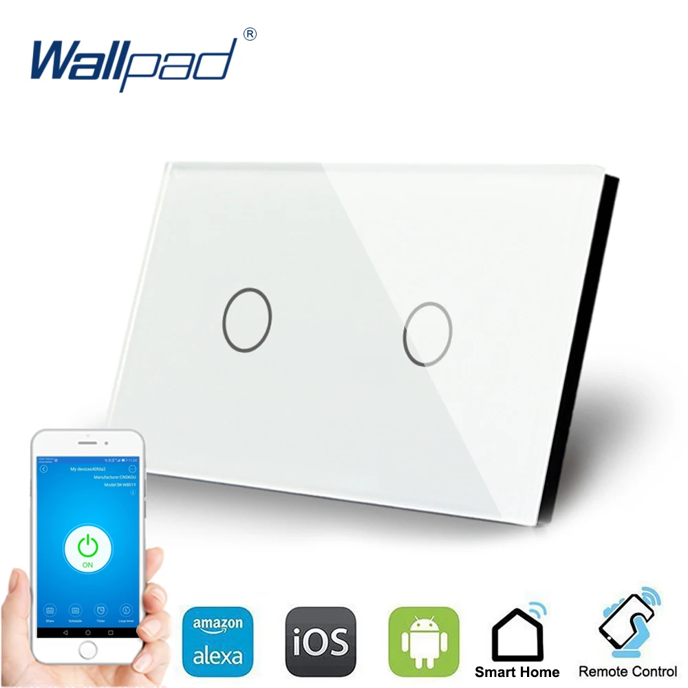 

US 2 Gang WIFI Control Touch Switch Wallpad Support Smart Home Alexa Google home IOS Android 2 Gang AU Wall Switch Panel