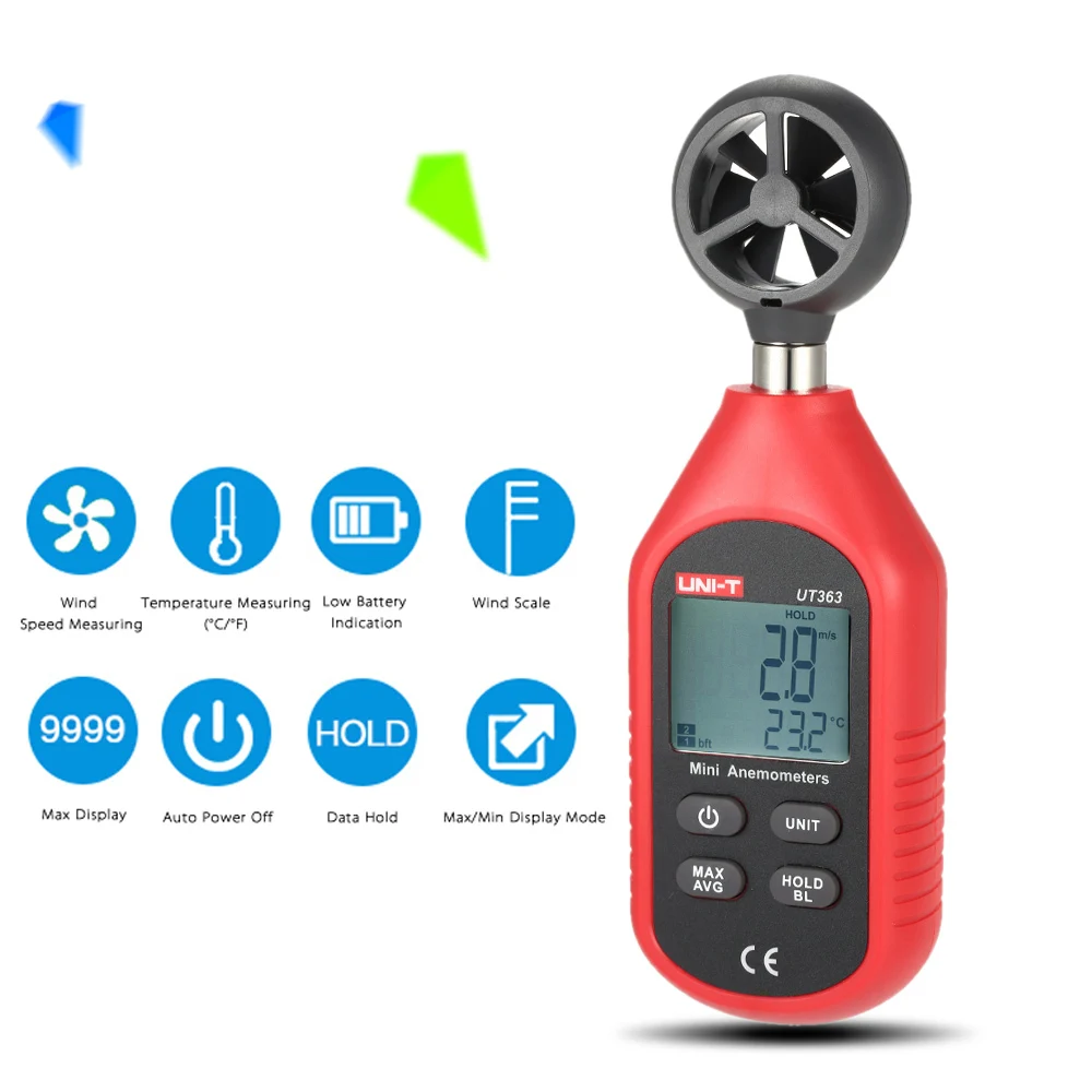 UT363 Wind Speed Meters Pocket Anemometers Speed Temperature Digital Thermometers Diagnostic-tools