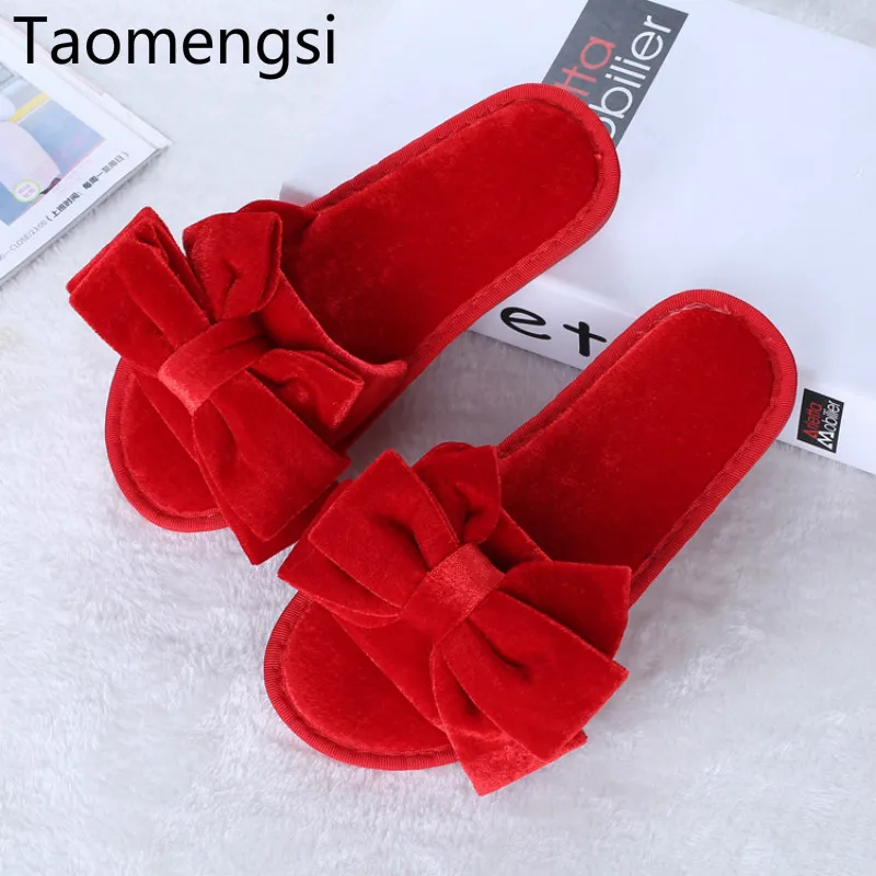 Зимние хлопковые тапочки taomangsi открытые домашние Mao с большим цветком и