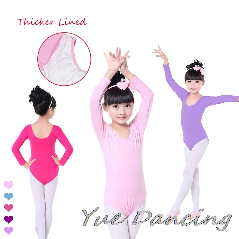 

2-15Y Long Sleeves Ballet Leotard Girls Lycra Cotton Ballet Clothes Children Dance Costumes For Kids Gymnastics Dancing Leotard