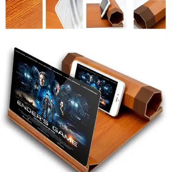 

Folding Desktop 12 Inches Mobile Phone Holder Stand Screen Magnifier 3D HD Video Amplifier Wood Grain Bracket For All Smartphone