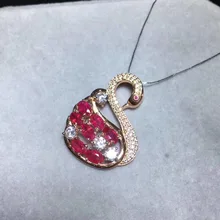 С натуральным красным Рубином драгоценный кулон природным драгоценным камнем элегантный лебедь кулон ожерелье S925 серебро Личность Для женщин подарок вечерние ювелирные изделия