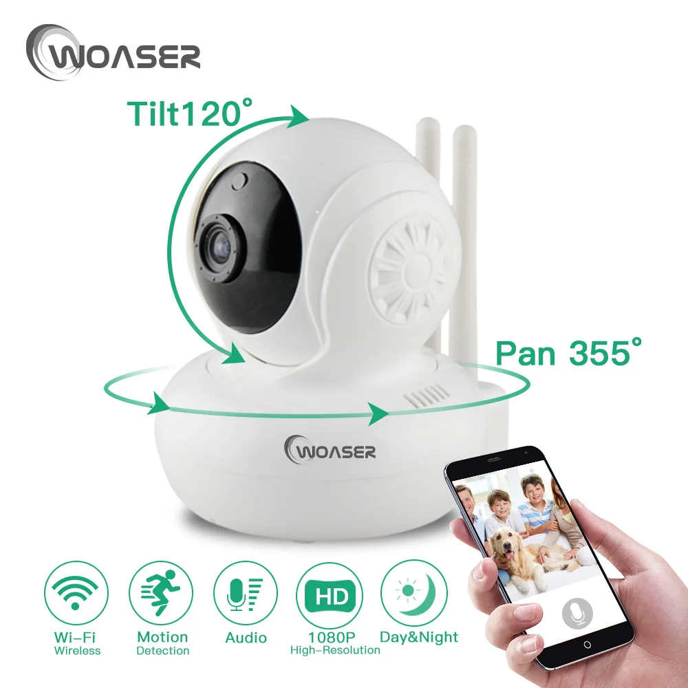 

WOASER 2.0M Wireless Wifi IP Camera 960P 720P TF Card Slot Home Security Camera 1.0M Night Vision CMOS CCTV Network Phone remote
