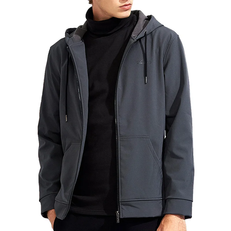 Пионерский лагерь флисовая водонепроницаемая куртка для мужчин брендовая одежда черное повседневное пальто с капюшоном мужская ветровка высшего качества AJK702376 - Цвет: AJK701310 gray