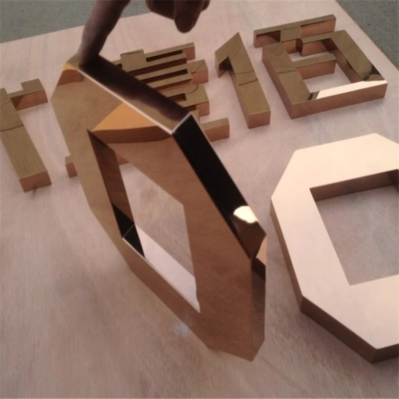 

Factory Outlet Outdoor rose gold color metal letters, rose gold stainless steel logo signs, satin chrom finish gold color letter
