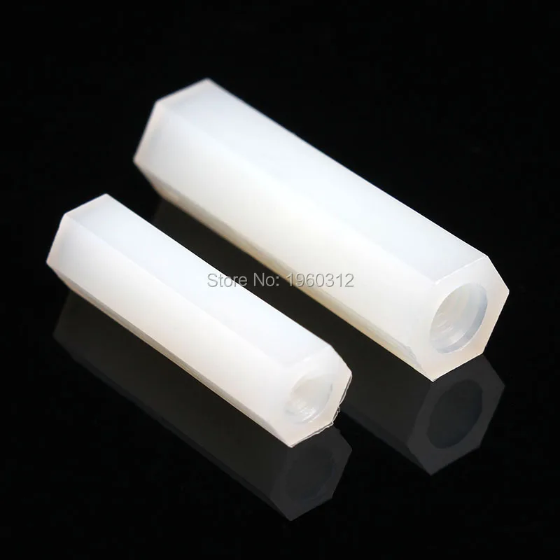 

50Pcs/Lot M2 M2.5 M3 M4 Hex White Nylon Standoff Spacer Female to female Column Flat Head Double Pass Plastic Spacing Screws