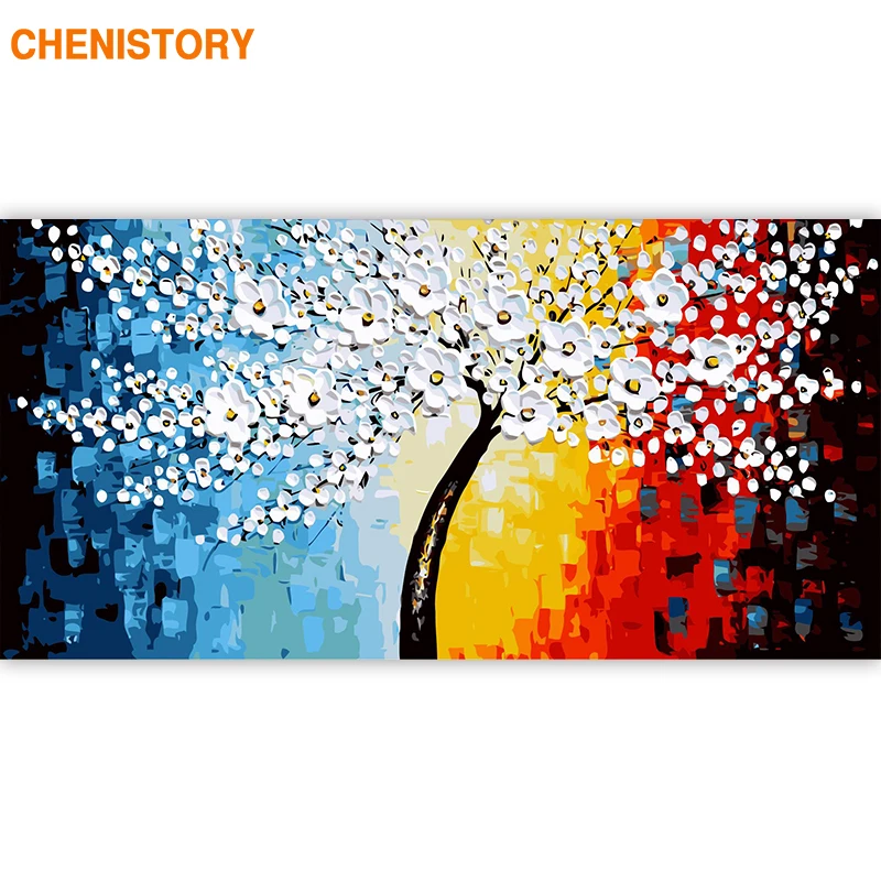 

CHENISTORY Frame Abstract Flowers DIY Painting By Numbers Modern Wall Art Large Size Canvas Painting For Living Room 60x120cm