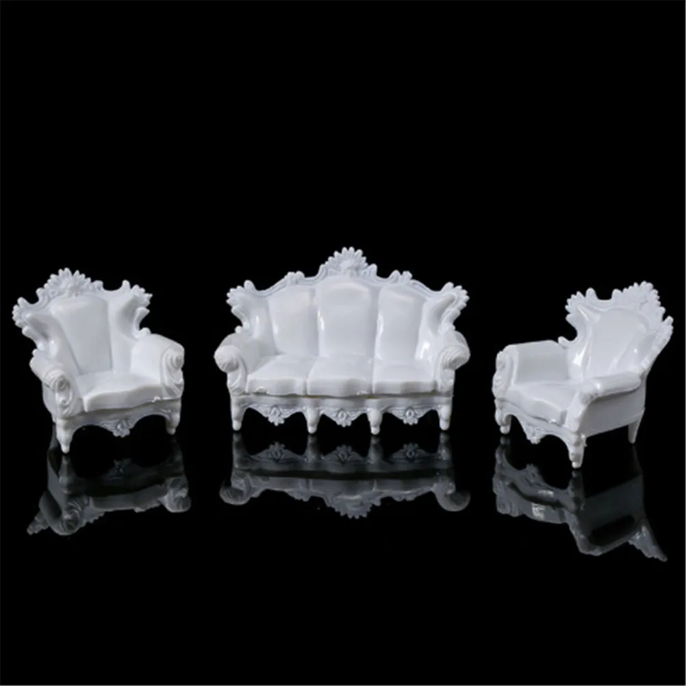 1/25 Dollhouse Miniature Living Room Antique Sofa Set Tea Table Settee Model White 1/25 Dollhouse Miniature Living Room Antique Sofa Set Tea Table Settee Model White